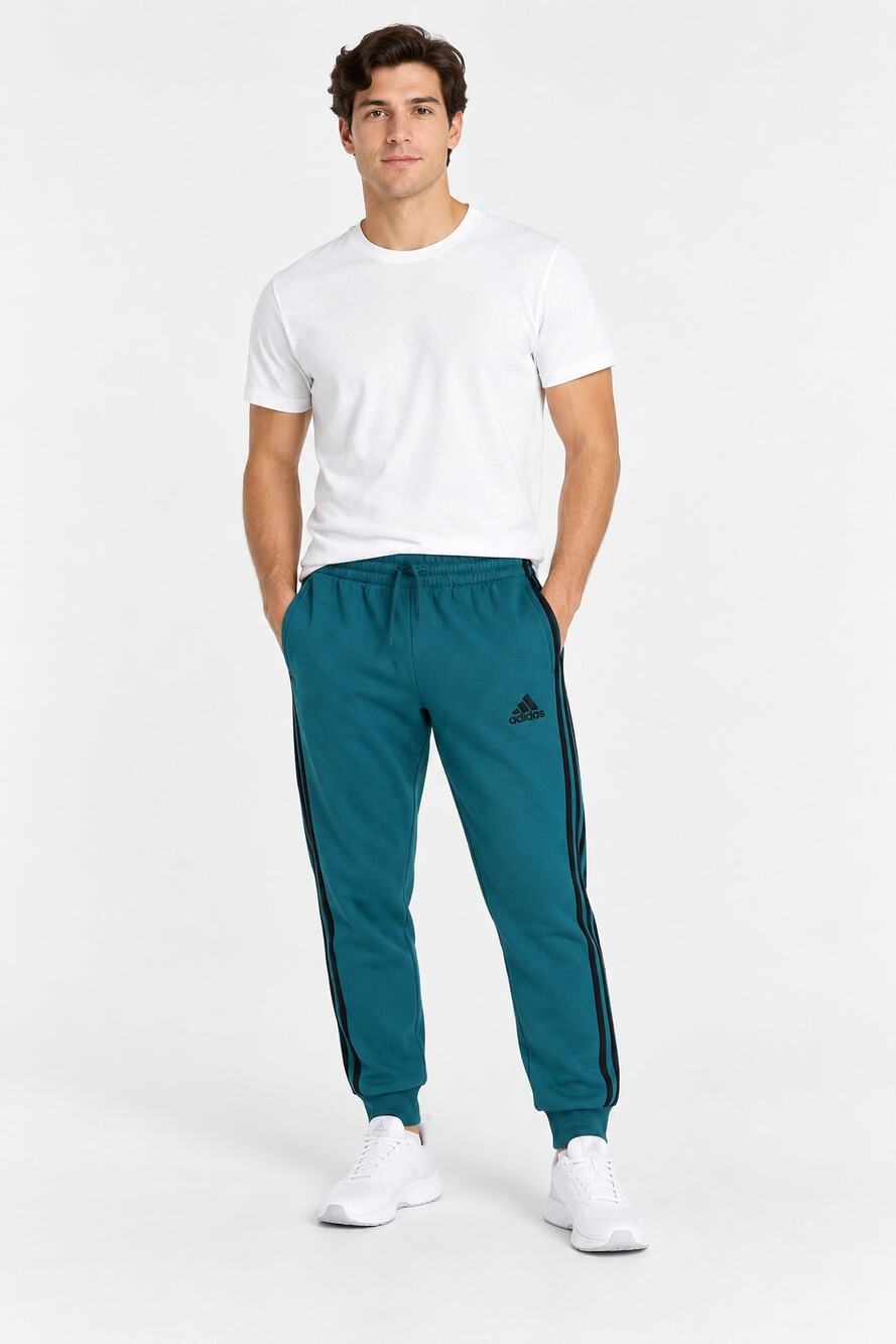 Adidas Essentials Fleece 3 Stripes Tapered Jogger Sweatpants Teal Mens XL New